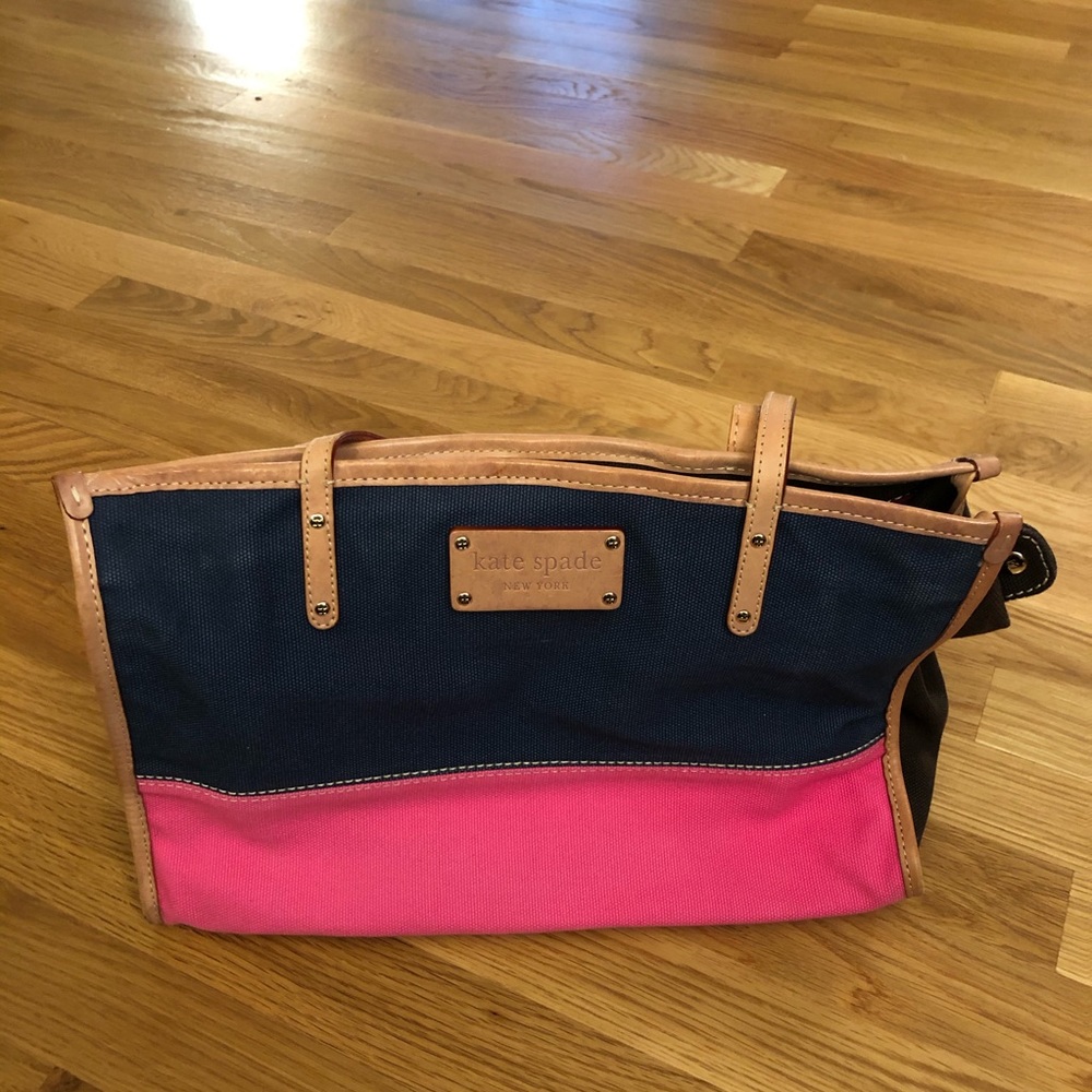 Kate spade zip canvas bag purse pink